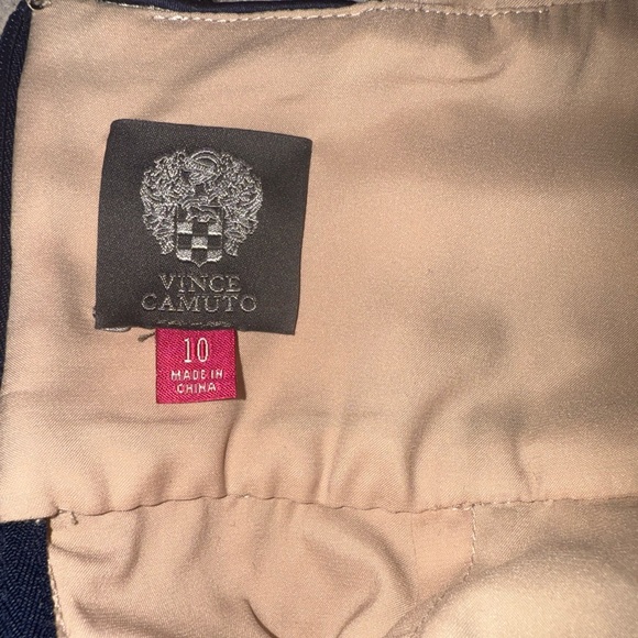 Vince Camuto Gatsby Navy Geometric Sequin Keyhole Back Gown with Fringe Sash - Picture 10 of 10